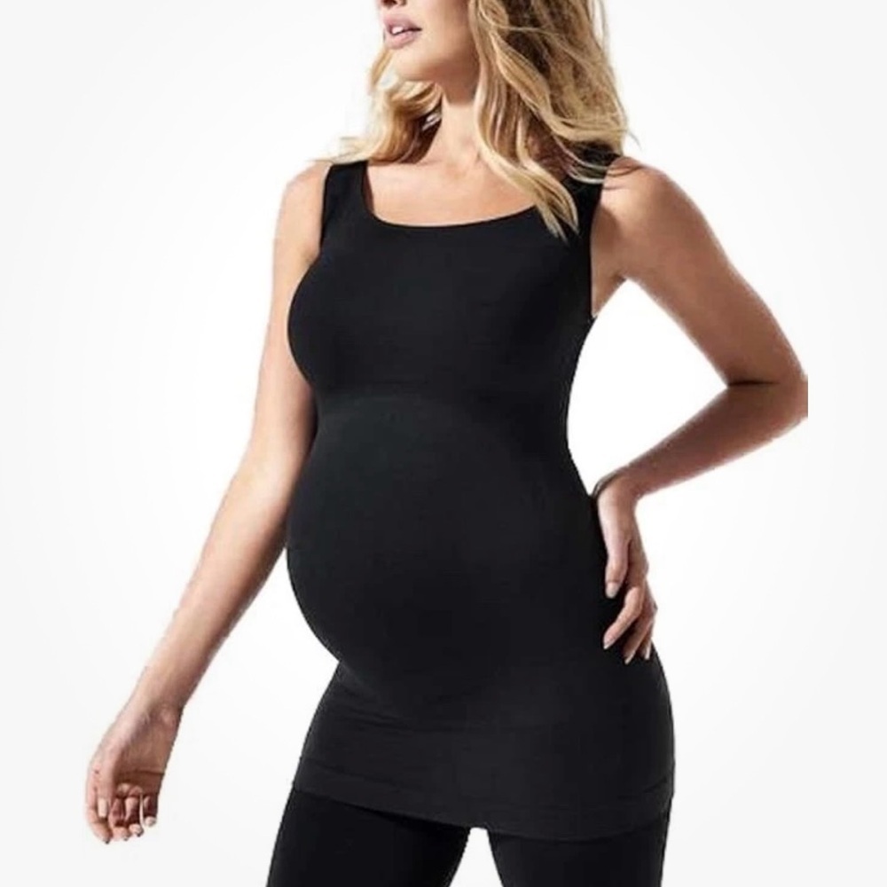 Blanqi Womens Maternity Belly Support Tank Top Small Black Seamless Scoop Neck